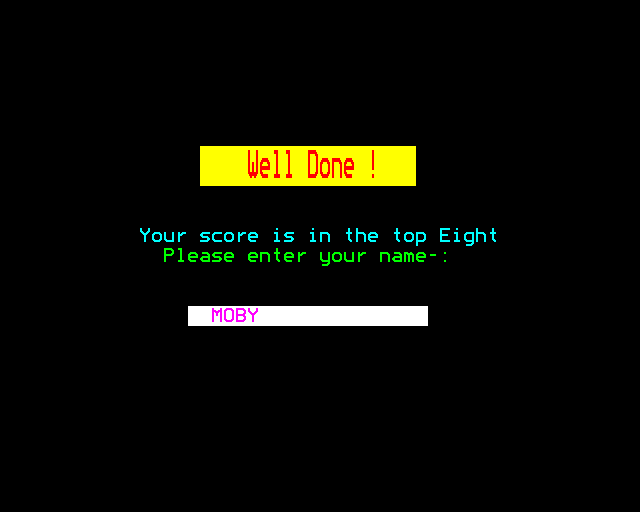 Dune Rider (BBC Micro) screenshot: High Score