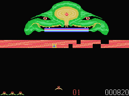 Science Fiction (MSX) screenshot: The arrows indicates in which way the ToothBar will move when hit. It can move one step to the left, right, up or down. This time it will move down.