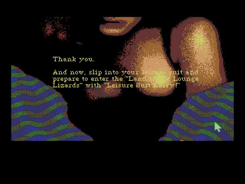 Leisure Suit Larry 1: In the Land of the Lounge Lizards (Amiga) screenshot: Passing the quiz