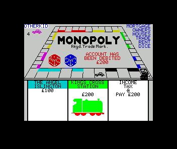 Monopoly (ZX Spectrum) screenshot: The ultimate unlucky start