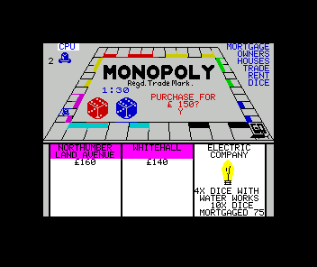Monopoly (ZX Spectrum) screenshot: Neither are the utilities