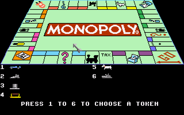 Monopoly (Amiga) screenshot: Choose a token