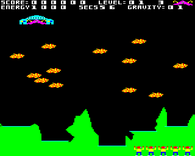 Zarm (BBC Micro) screenshot: Avoiding Asteroids