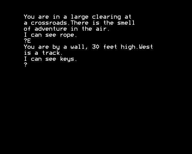 Seek (BBC Micro) screenshot: By a Tall Wall