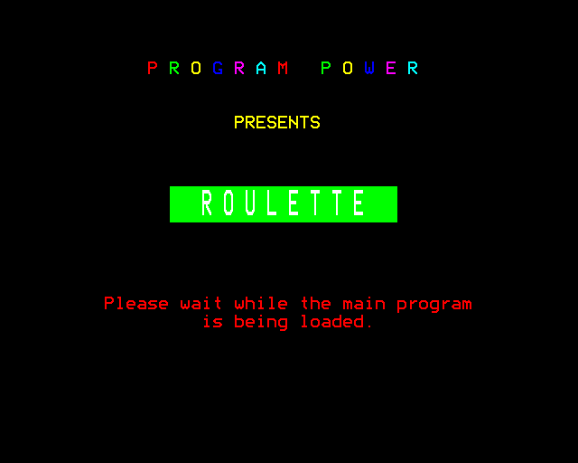 Roulette (BBC Micro) screenshot: Title Screen