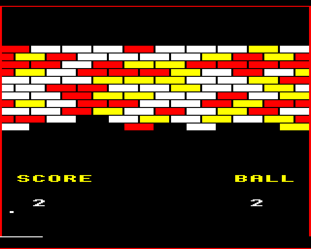 Wall (BBC Micro) screenshot: Starting to Remove some Pieces