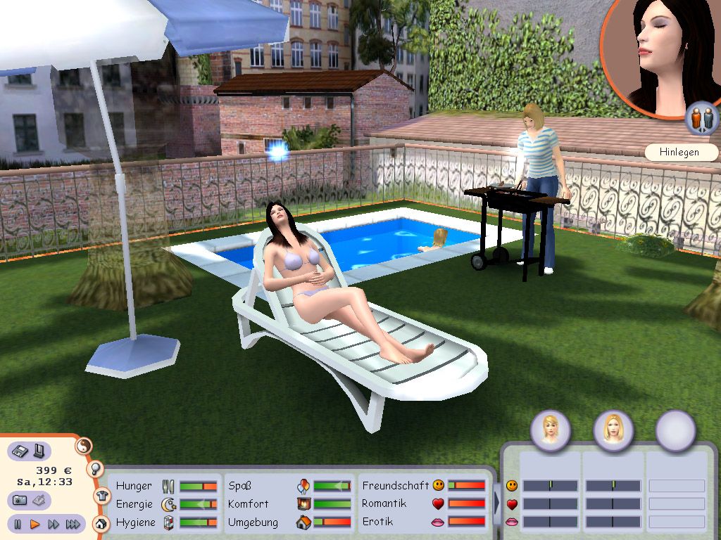 Singles 2: Triple Trouble (Windows) screenshot: in the garden