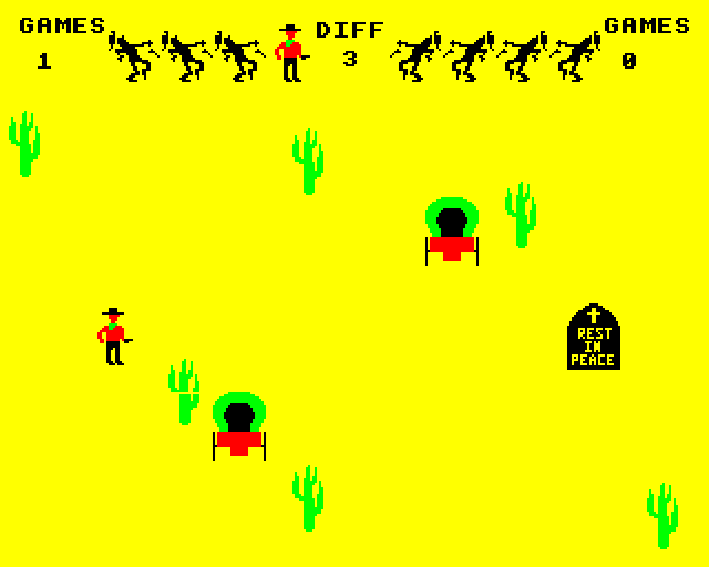 Cowboy Shootout (BBC Micro) screenshot: Cowboy Deceased