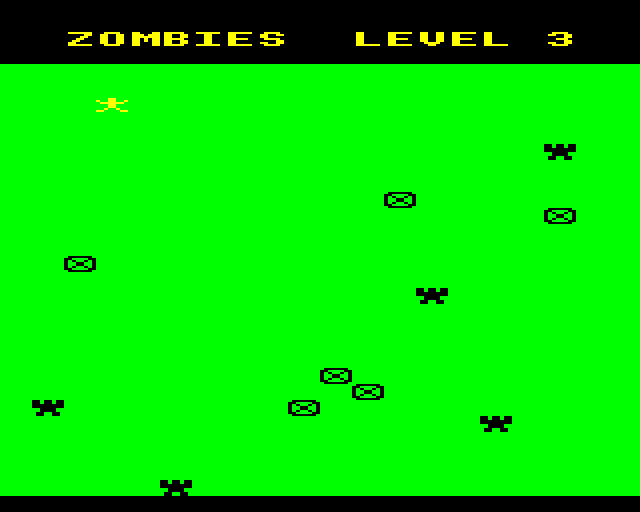 Zombies (BBC Micro) screenshot: That's a Lot of Zombies