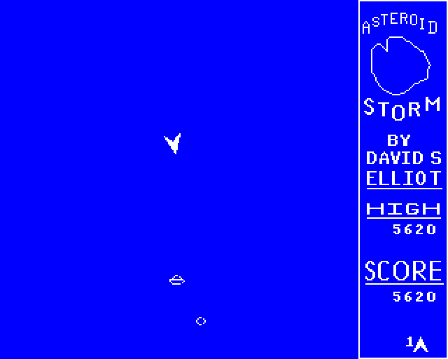 Asteroid Storm (BBC Micro) screenshot: Spaceship