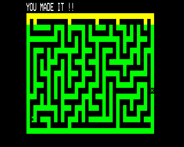 Cat and Mouse (BBC Micro) screenshot: I Made It!