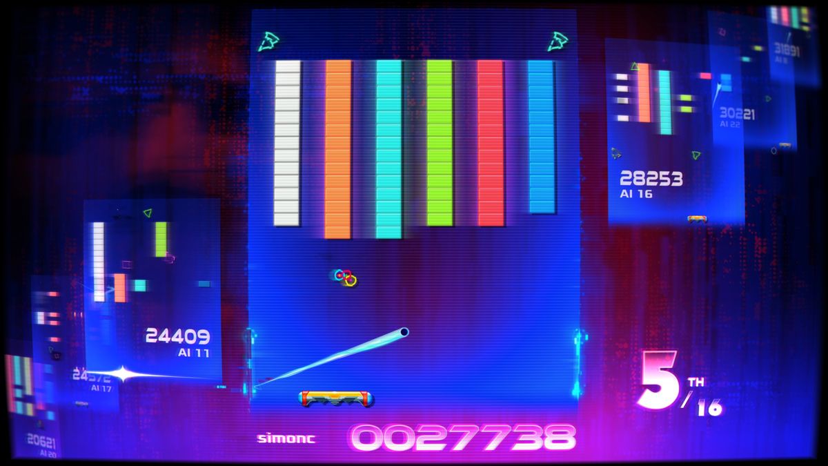 Arkanoid: Eternal Battle (Windows) screenshot: In this game mode there are also negative effects you can send to the player on the right or on the left (Eternal Batle).