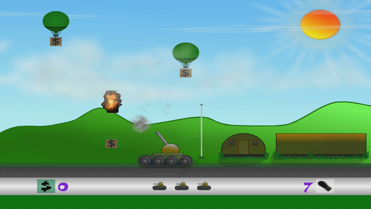Bomber (Xbox 360) screenshot: In the first level, the balloons are stationary (Trial version)