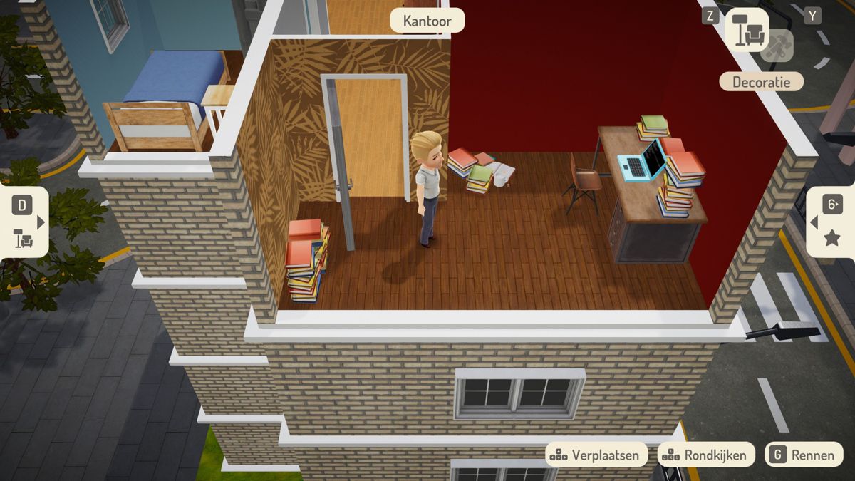 My Universe: Interior Designer (Windows) screenshot: Walking around a flat to redesign it. (Dutch version)