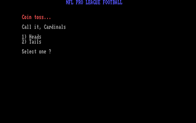 NFL Pro League Football (DOS) screenshot: Coin toss
