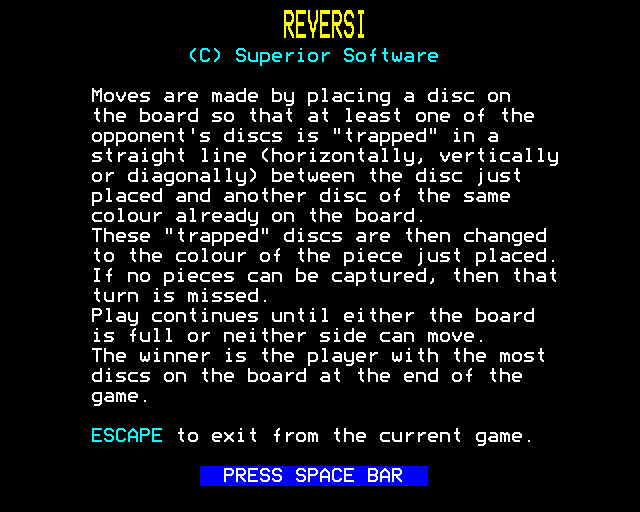 Reversi (1984) - MobyGames
