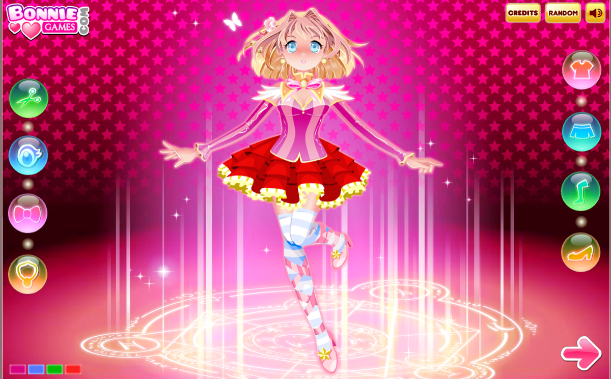 Magical Girl Bonnie (Browser) screenshot: Second example of amagical girl using the random option.