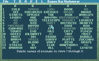 Are We There Yet? (DOS) screenshot: Bayou Bartholomew (Find the Sentence)
