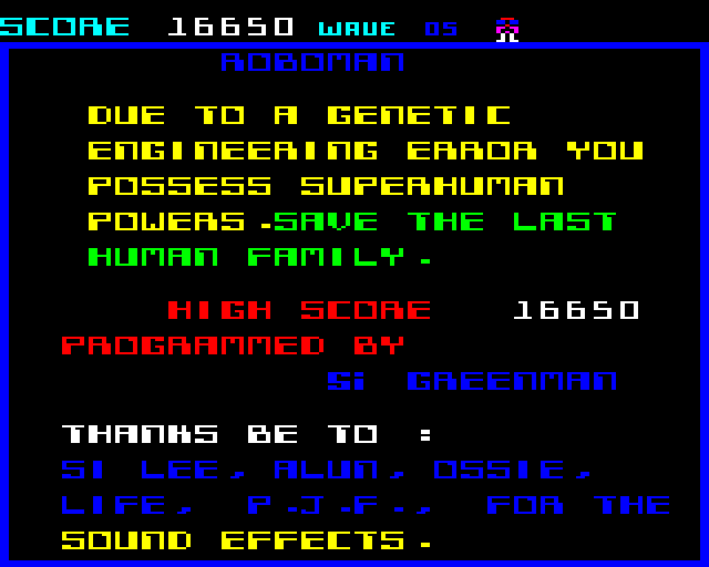 Roboman (BBC Micro) screenshot: High Score