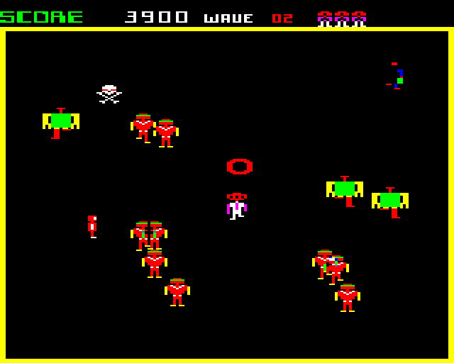 Roboman (BBC Micro) screenshot: Titans and Cannonballs Appear