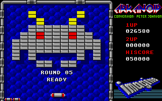 Arkanoid (Atari ST) screenshot: Ready for round five?