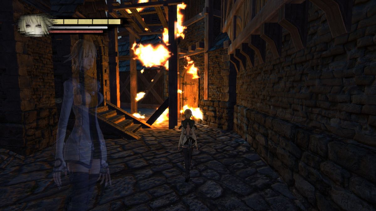 Anima: Gate of Memories (Windows) screenshot: Burning city