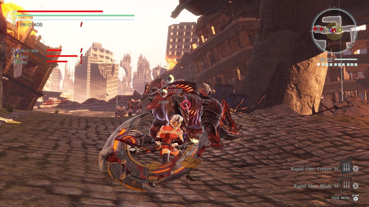 God Eater 3 (Windows) screenshot: With a weapon this size, the monster should be cut in half