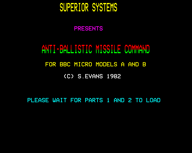 ABM (BBC Micro) screenshot: Title Screen