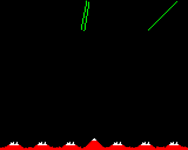 ABM (BBC Micro) screenshot: Incoming Bombardment