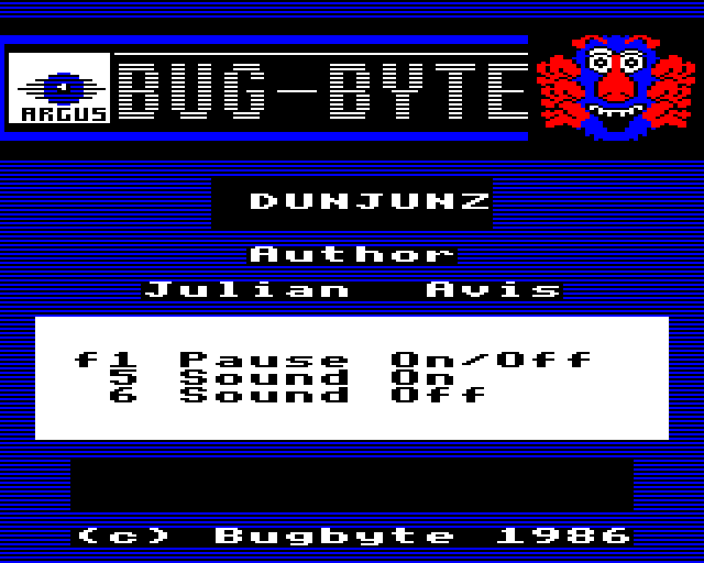 Dunjunz (BBC Micro) screenshot: Title Screen