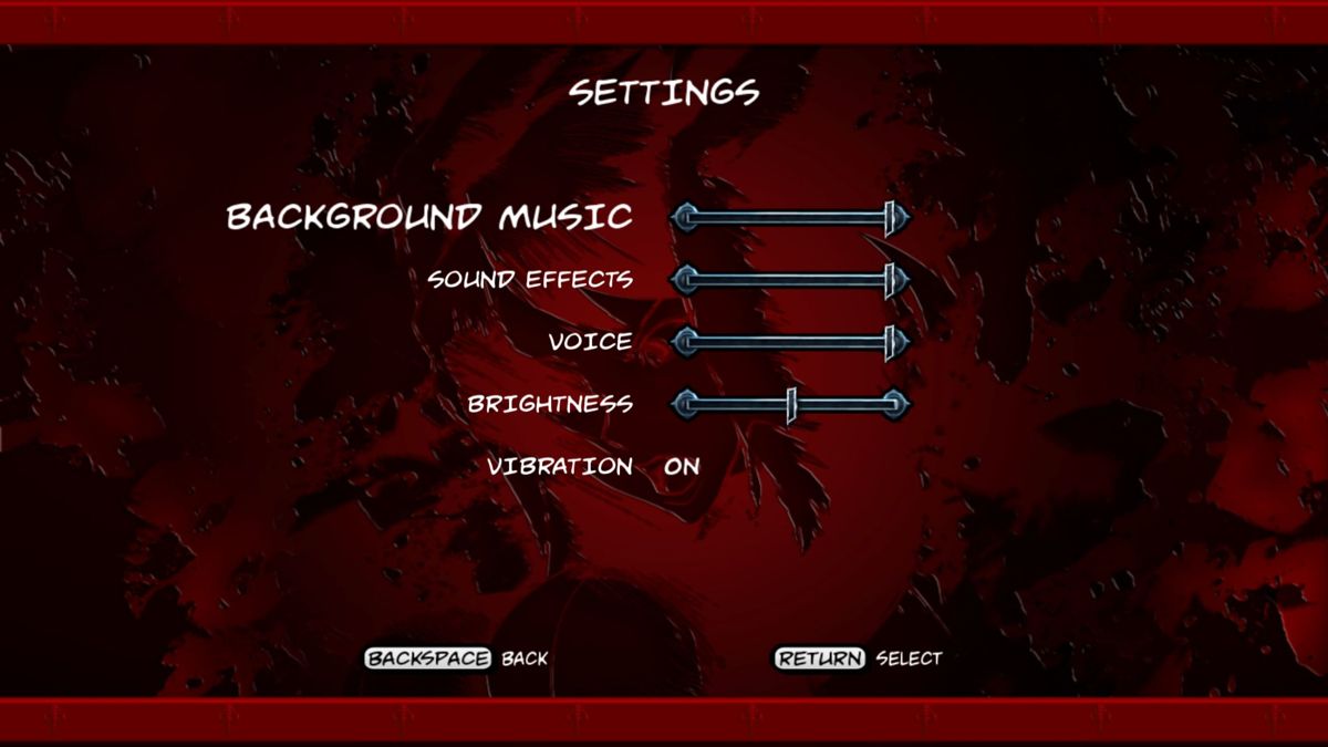 BloodRayne: Betrayal - Fresh Bites (Luna) screenshot: The game's configuration options, note there i s no option to play in a window