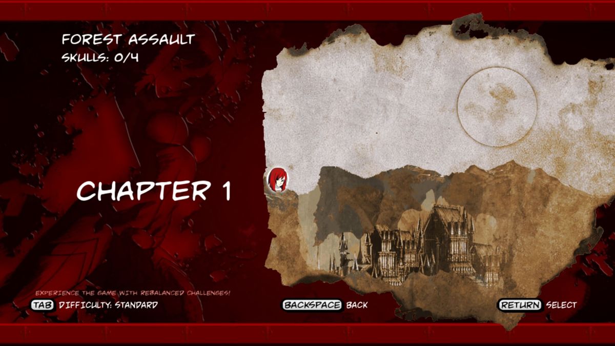 BloodRayne: Betrayal - Fresh Bites (Luna) screenshot: Starting the game. There are two difficulty settings, Standard and Original. I played in Standard as that is supposed to be easier
