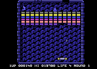 Arkanoid (Atari 8-bit) screenshot: Beginning the first level