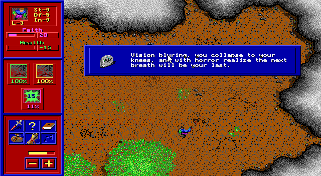 Realm of the Paladin (DOS) screenshot: Death Finds Me