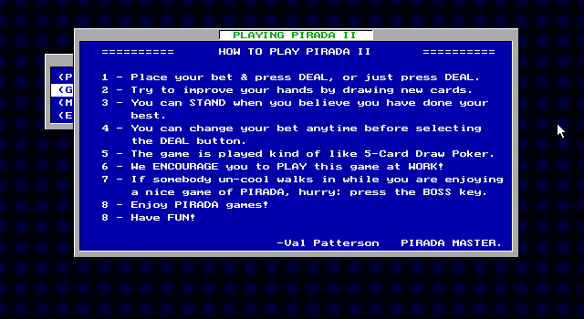 Pirada II: The Powerful (DOS) screenshot: Rules