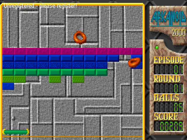 Arkanoid 2000 (Windows) screenshot: Level 1