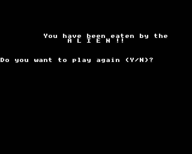 Alien (BBC Micro) screenshot: Game Over