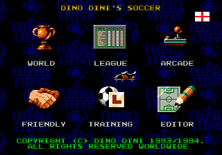 Dino Dini's Soccer (Genesis) screenshot: Main menu