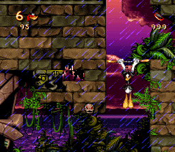 Maui Mallard in Cold Shadow (SNES) screenshot: When you play as the Ninja, you can perform much more than Maui