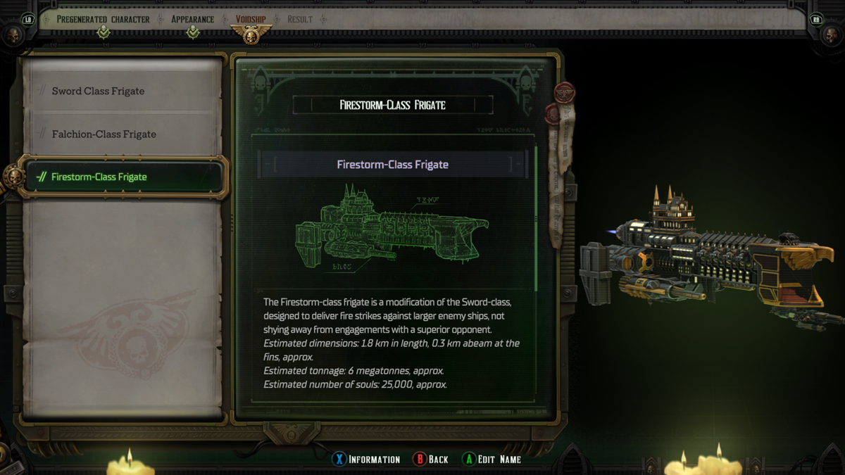 Warhammer 40,000: Rogue Trader (Xbox Series) screenshot: Select your frigate to travel space