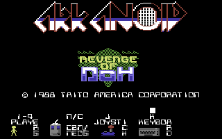 Arkanoid: Revenge of DOH (Commodore 64) screenshot: Game options for Taito release