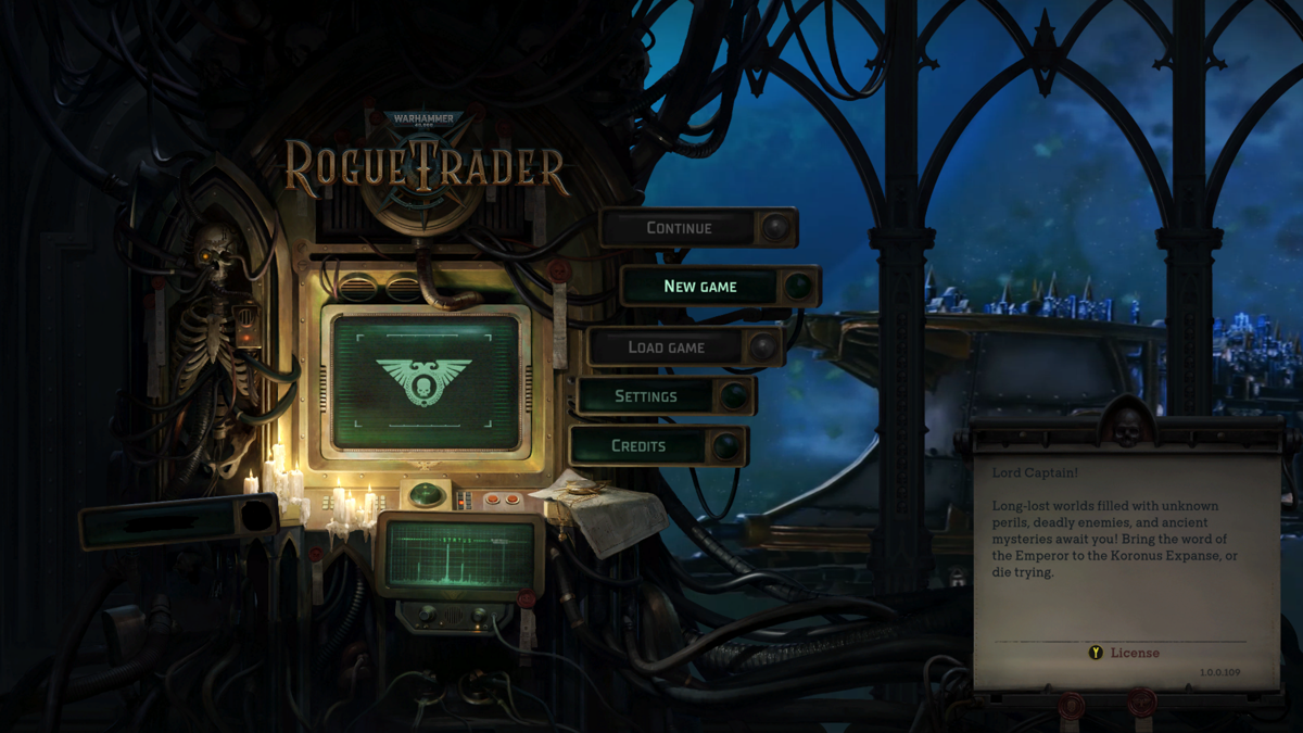 Warhammer 40,000: Rogue Trader (Xbox Series) screenshot: Main menu