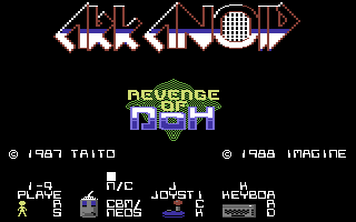 Arkanoid: Revenge of DOH (Commodore 64) screenshot: Game options for Imagine release