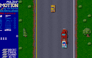 Major Motion (Amiga) screenshot: Leaving the support lorry at the start