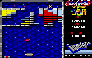 Arkanoid: Revenge of DOH (Amiga) screenshot: A game in progress on round one