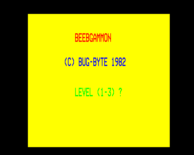 Backgammon (BBC Micro) screenshot: Title Screen