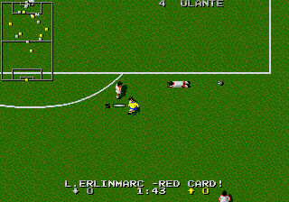 Dino Dini's Soccer (Genesis) screenshot: Now, that wasn't nice...