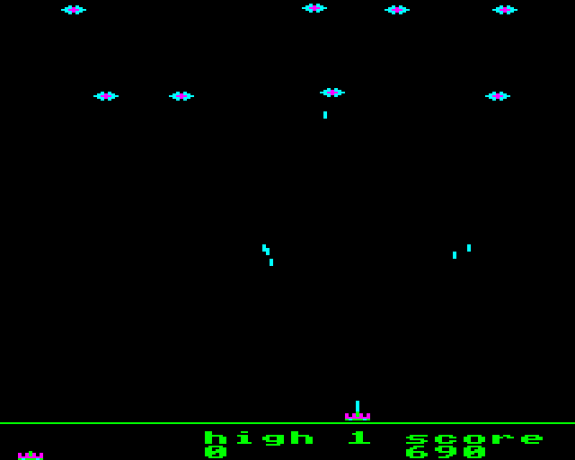 Galaxy Wars (BBC Micro) screenshot: New Swooping Aliens