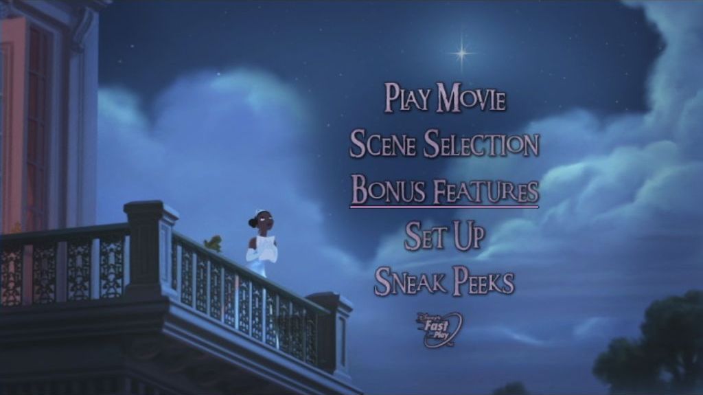 The Princess and the Frog (included game) (DVD Player) screenshot: The menu screen