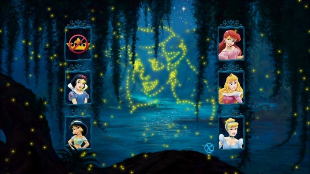 The Princess and the Frog (included game) (DVD Player) screenshot: After a short introduction the game begins with the fireflies making a picture of a Disney character. Is this one of the princesses, if so which one?